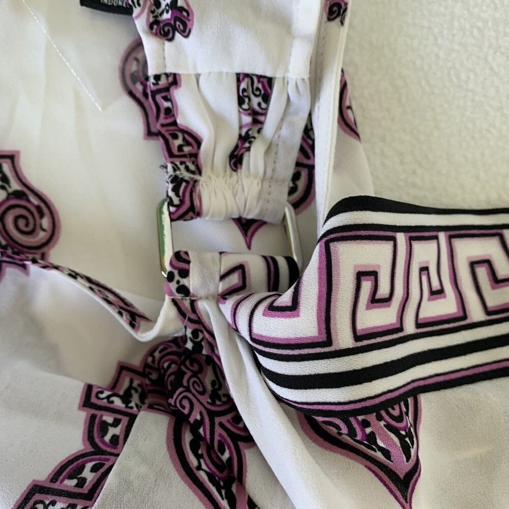 White House Black Market XS Petites Pink White Sleeveless Asymmetrical Top - Picture 3 of 8